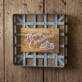 Wood and Metal Tobacco Basket Wall Decor Christmas