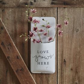 Love Grows Here Wall Pocket Metal
