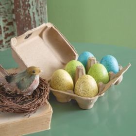 Set of Six Resin Eggs in Carton