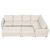 121.3" Sectional Couch Sofa Bed Modular Sofa with Two Movable Ottomans for Living Room Beige