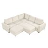 121.3" Sectional Couch Sofa Bed Modular Sofa with Two Movable Ottomans for Living Room Beige