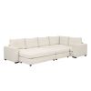 121.3" Sectional Couch Sofa Bed Modular Sofa with Two Movable Ottomans for Living Room Beige