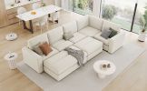 121.3" Sectional Couch Sofa Bed Modular Sofa with Two Movable Ottomans for Living Room Beige