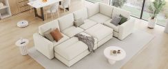 121.3" Sectional Couch Sofa Bed Modular Sofa with Two Movable Ottomans for Living Room Beige