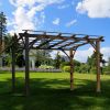 12' x 10' Outdoor Pergola, Wood Grape Gazebo for Climbing Plant Support, Garden, Patio, Backyard, Deck, Brown
