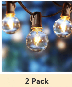 (2 pack) Better Homes & Gardens 20-Count Clear Glass Globe G40 Bulbs Outdoor String Lights