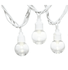 Mainstays 50-Count Warm White LED Plastic Globe Outdoor String Lights with White Wire