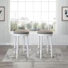 Bar Stools Set of 2 White Color, 360 Degree Swivel, Accent Wooden Swivel Seat Counter Height Bar Stool, Grey Cushion Seat