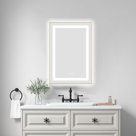 20 x 30 Inch LED Bathroom Mirror with Front and Backlight, Wall Mounted Vanity Mirror with Aluminum Frame, Anti-Fog, Memory, 3 Colors
