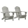 Patio Adirondack Chairs with Tea Table Solid Wood Fir Gray