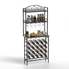 Tall Wine Holder Stand With Wine Glass Holder