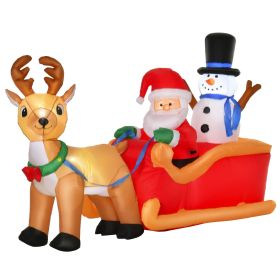 HOMCOM 6.5 ft Long Christmas Inflatables Outdoor Decorations Santa Claus on Sleigh
