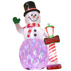 HOMCOM 8ft Christmas Inflatables Outdoor Decorations Snowman with North Pole Sign