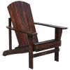 Outsunny Wooden Adirondack Chair, Outdoor Patio Lawn Chair with Cup Holder, Weather Resistant Lawn Furniture, Classic Lounge for Deck, Garden