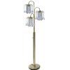 63" Tall Metal Floor Lamp with Brass Finish, Crystal Chandelier design