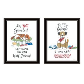 Trendy Decor 4U 2- Piece Vignette I was Left Unsupervised! Black Framed Wall Art for Living Room, Bedroom Wall Art Print for Home Decor by Deb Strain