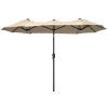 Double Sided Outdoor Market Umbrella with Crank Extra Large Patio Garden Pool Backyard Beach Umbrella Beige