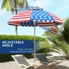 5.7' Beach Umbrella for Travel with Tilt, Vent, Flounce, Portable Outdoor Umbrella, American National Flag Pattern