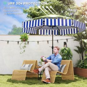 8.6FT Patio Umbrella, UPF 30+ Outdoor Market Umbrella, 2-Tier Vented Patio Table Umbrella with Crank 8 Ribs
