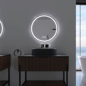 24 in. White Framed Dimmable Anti-Fog LED Bathroom Vanity Mirror