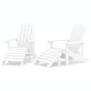 Patio Adirondack Chairs 2 pcs with Footstools HDPE White