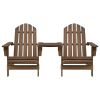 Patio Adirondack Chairs with Tea Table Solid Wood Fir Brown