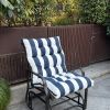 2 Pcs Set High Back Patio Chair Cushions, Tufted Rocking Chair Cushions, Adirondack Cushions for Garden (Navy Blue/White Stripe)[Temu is banned