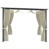 Gazebo with Curtains 9.8'x9.8' Cream Steel