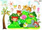 Animals' Party - Wall Decals Stickers Appliques Home Dcor