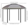 144x144 Inch Round Outdoor Gazebo, Patio Dome Gazebo Canopy Shelter with Double Roof, Netting Sidewalls and Curtains, Zippered Doors AS
