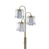 63" Tall Metal Floor Lamp with Brass Finish, Crystal Chandelier design
