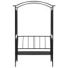 Garden Arch with Bench Black 50.4"x19.7"x81.5" Iron