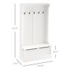 HOMCOM 38" 3-In-1 Entryway Hall Tree with Storage Bench, Coat Rack with Four Hooks and Shoe Storage, White
