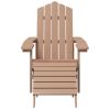 Patio Adirondack Chair with Footstool HDPE Brown