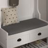 3-in-1 Hallway Hall Tree with 2 Storage Drawer and 4 Coat Rack, Wooden Entryway Shoe Rack Bench with Padded Seat Cushion