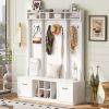 U-Can 5-in-1 Entryway Bench with Coat Rack, 7 Sturdy Hooks, 2 Spacious Drawers and Adjustable Shelves