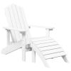 Patio Adirondack Chairs 2 pcs with Footstools HDPE White