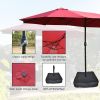 15x9ft Large Double-Sided Rectangular Outdoor Twin Patio Market Umbrella with light and base- red [Weekend can not be shipped, order with caution]