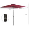 Outsunny 9' x 7' Solar Umbrella, LED Lighted Patio Umbrella for Table or Base with Tilt & Crank, Outdoor Umbrella for Garden, Deck, Backyard, Pool
