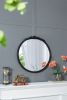 30"x30" Round Hand Carved Rose Antique Mirror Frame, Wall Mirror for Live space, Bathroom, Entryway Wall Décor(Black)