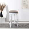 Bar Stools Set of 2 White Color, 360 Degree Swivel, Accent Wooden Swivel Seat Counter Height Bar Stool, Grey Cushion Seat