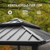 Grill Gazebo 8' × 6', Aluminum BBQ Gazebo Outdoor Metal Frame with Shelves Serving Tables