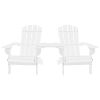 Patio Adirondack Chairs with Tea Table Solid Wood Fir White