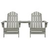 Patio Adirondack Chairs with Tea Table Solid Wood Fir Gray