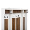 5-in-1 Entryway Bench with Coat Rack, 7 Sturdy Hooks, 2 Spacious Drawers and Adjustable Shelves, 58.8'' Wide Hall Tree with Metal Handles for Hallway
