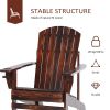 Outsunny Wooden Adirondack Chair, Outdoor Patio Lawn Chair with Cup Holder, Weather Resistant Lawn Furniture, Classic Lounge for Deck, Garden