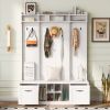 U-Can 5-in-1 Entryway Bench with Coat Rack, 7 Sturdy Hooks, 2 Spacious Drawers and Adjustable Shelves