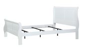 Louis Phillipe White Finish King Size Panel Sleigh Bed Solid Wood Wooden Bedroom Furniture