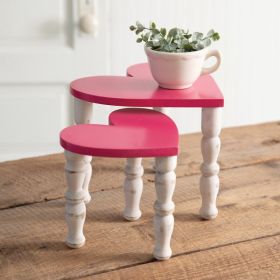Set of Two Tabletop Heart Stools (Option: Pink)