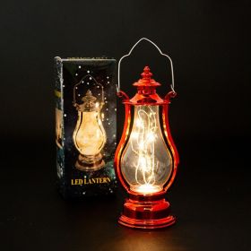 1pc Retro Portable Flameless Candle Lamp; LED Luminous Night Light Creative Small Oil Lamp; Holiday Decoration Ornament; Creative Atmosphere Lamp; Cre (Color: Light String Red)